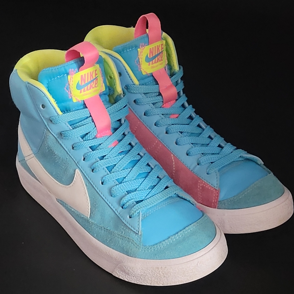 Nike Blazer Mid 77 GS 'Dance Baltic Blue Volt Pink' Youth Size 5 DQ6084-400 Used